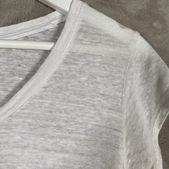 Sigrid Olsen 100% Linen T Shirt White V Neck Short Sleeve Basic Tee - Picture 4 of 9
